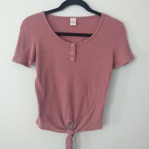 Pink tie front top